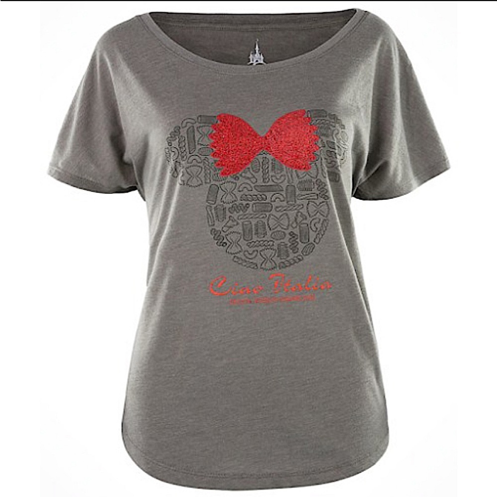 NWT Disney Parks Women Epcot Ciao Italia Italy Minnie Mouse Icon Pasta Shirt S